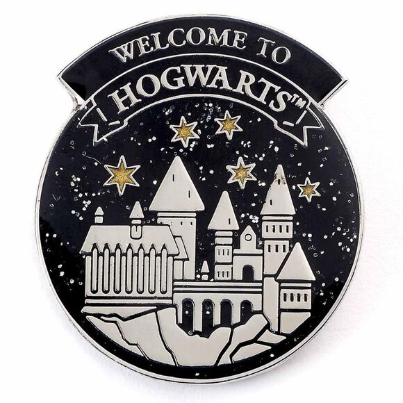Harry Potter Hogwarts Castle Button / Navy Blue/White - Picture 1 of 1